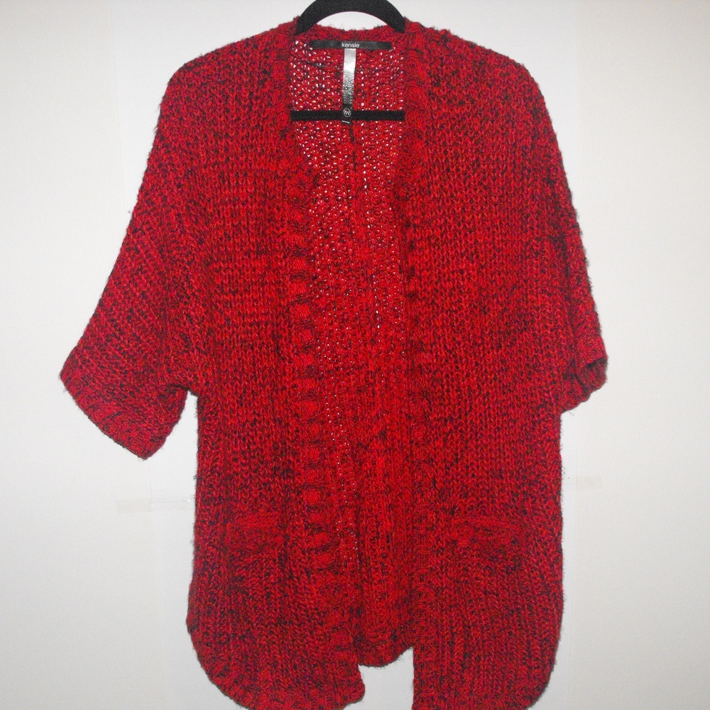 Soft Red and Black Kensie Oversized Cardigan